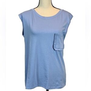 Vermisse Summer Sleeveless Ruffle Pocket Front T Shirts - Medium